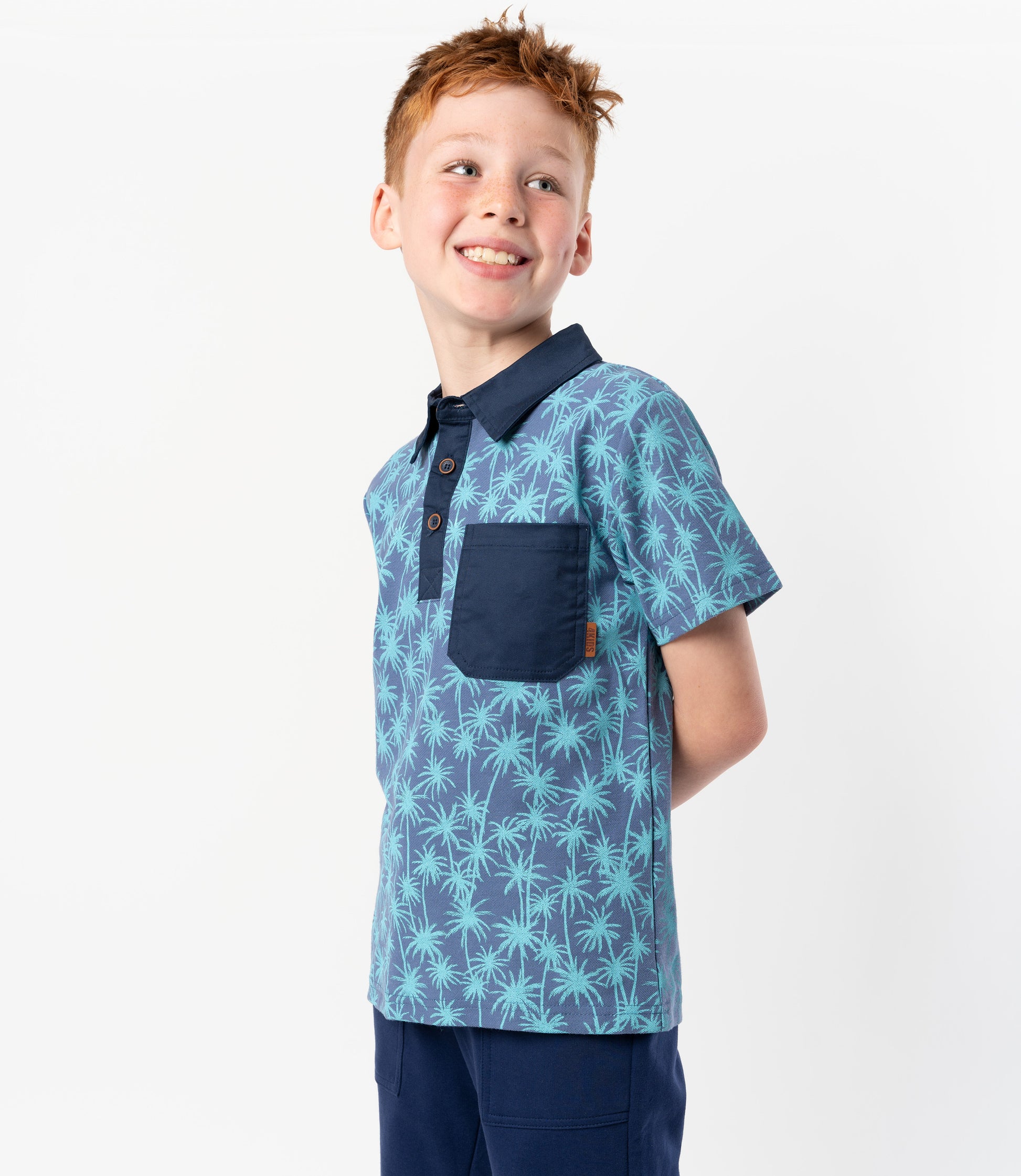 Polera niño con palmeras 2 años / Azul Marino