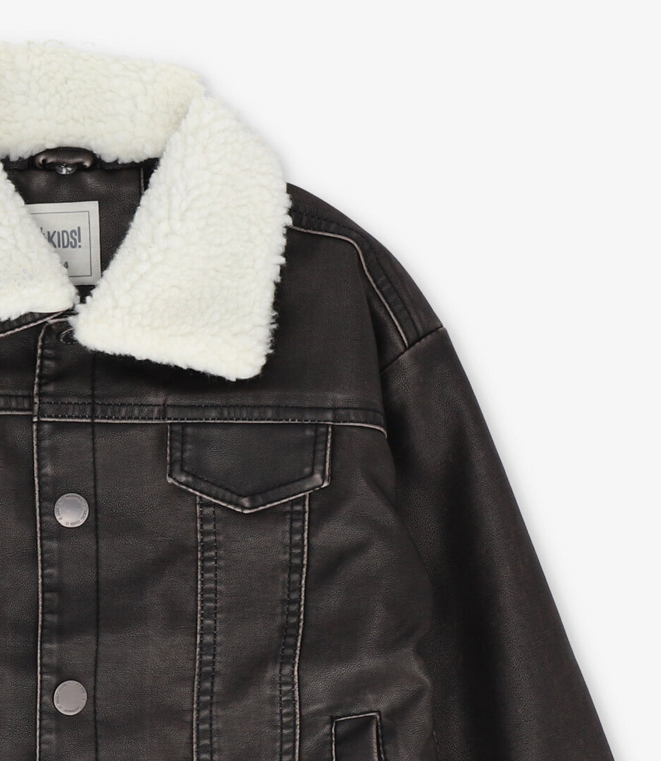 Chaqueta niño simil cuero 2 años / Negro