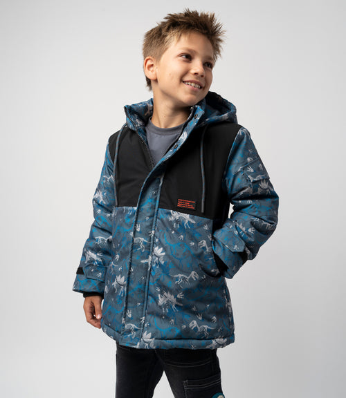 Parka niño con dinosaurios 2 años / Gris