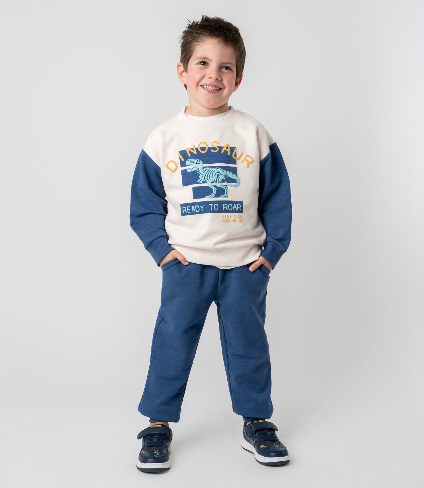 Buzo niño con dinosaurio 2 años / Azul