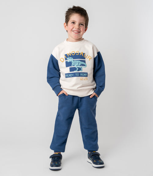 Buzo niño con dinosaurio 2 años / Azul