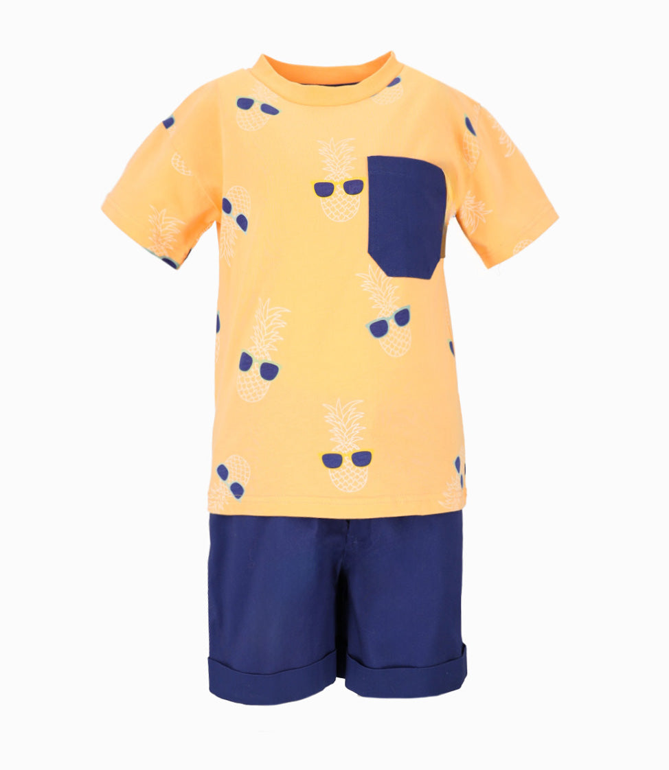 Conjunto niño con piña 2 años / Naranjo
