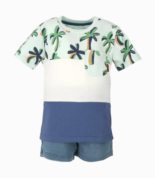 Conjunto niño con palmeras 2 años / Azul