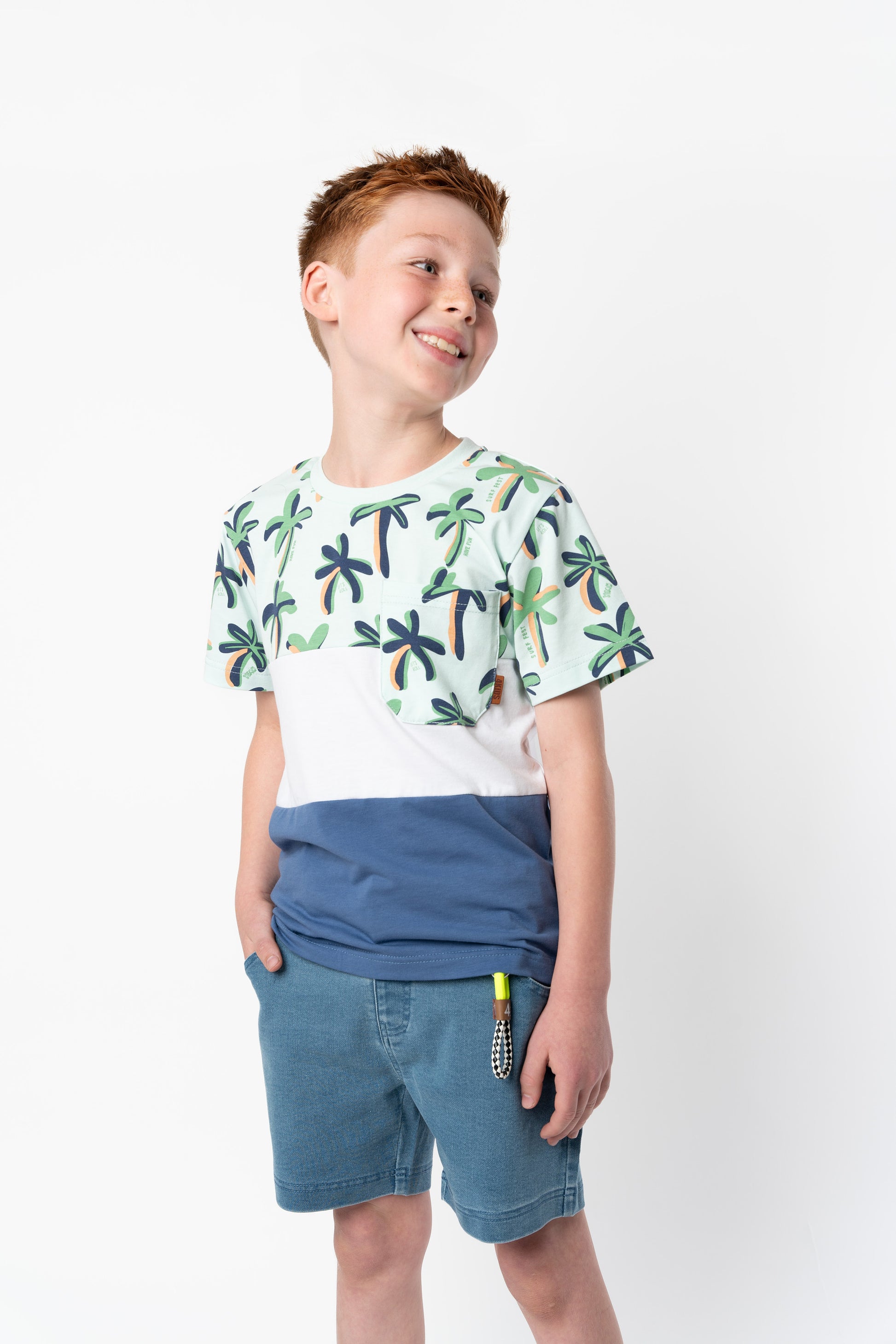 Conjunto niño con palmeras 2 años / Azul