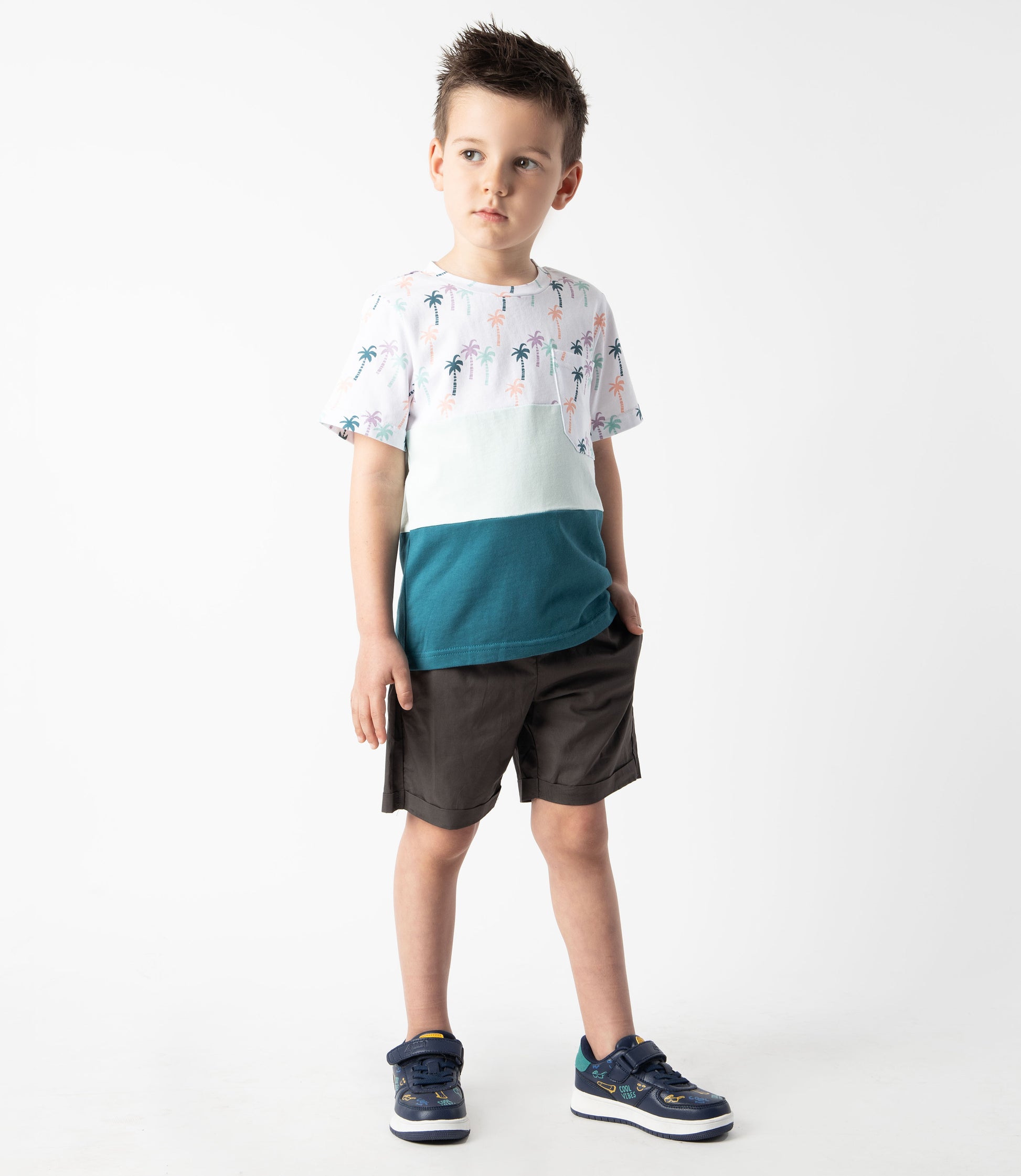 Conjunto niño con palmeras 2 años / Gris