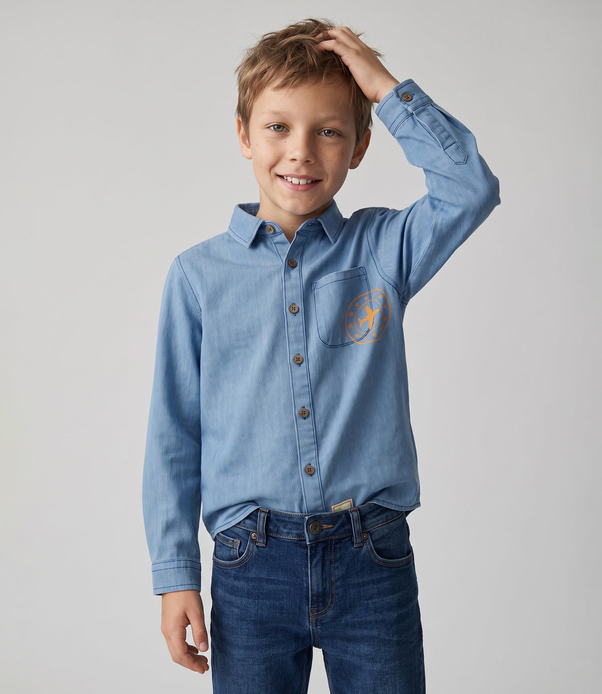 Camisa niño denim 2 años / Celeste