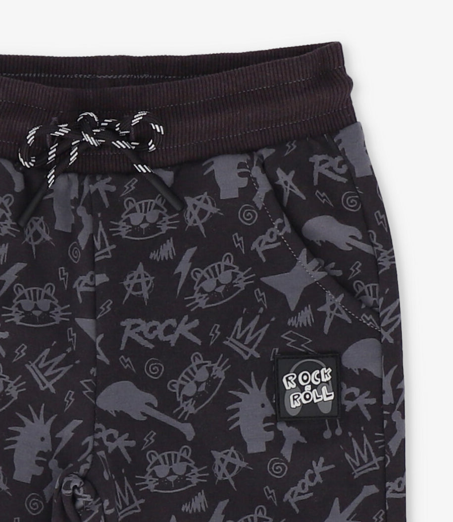 Pantalón de buzo niño rock 2 años / Negro