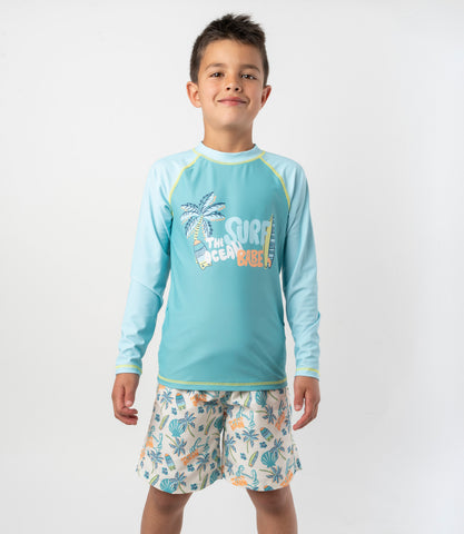 Traje de baño niño short con palmeras