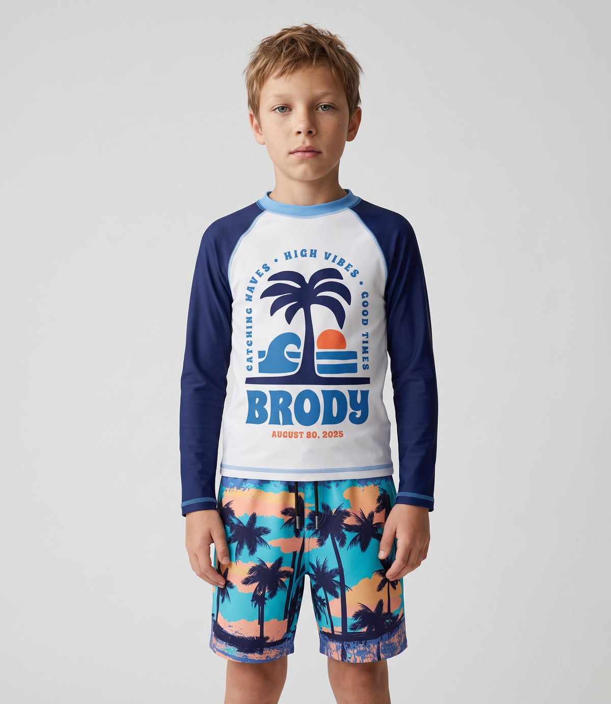 Traje de baño niño polera 2 años / Azul