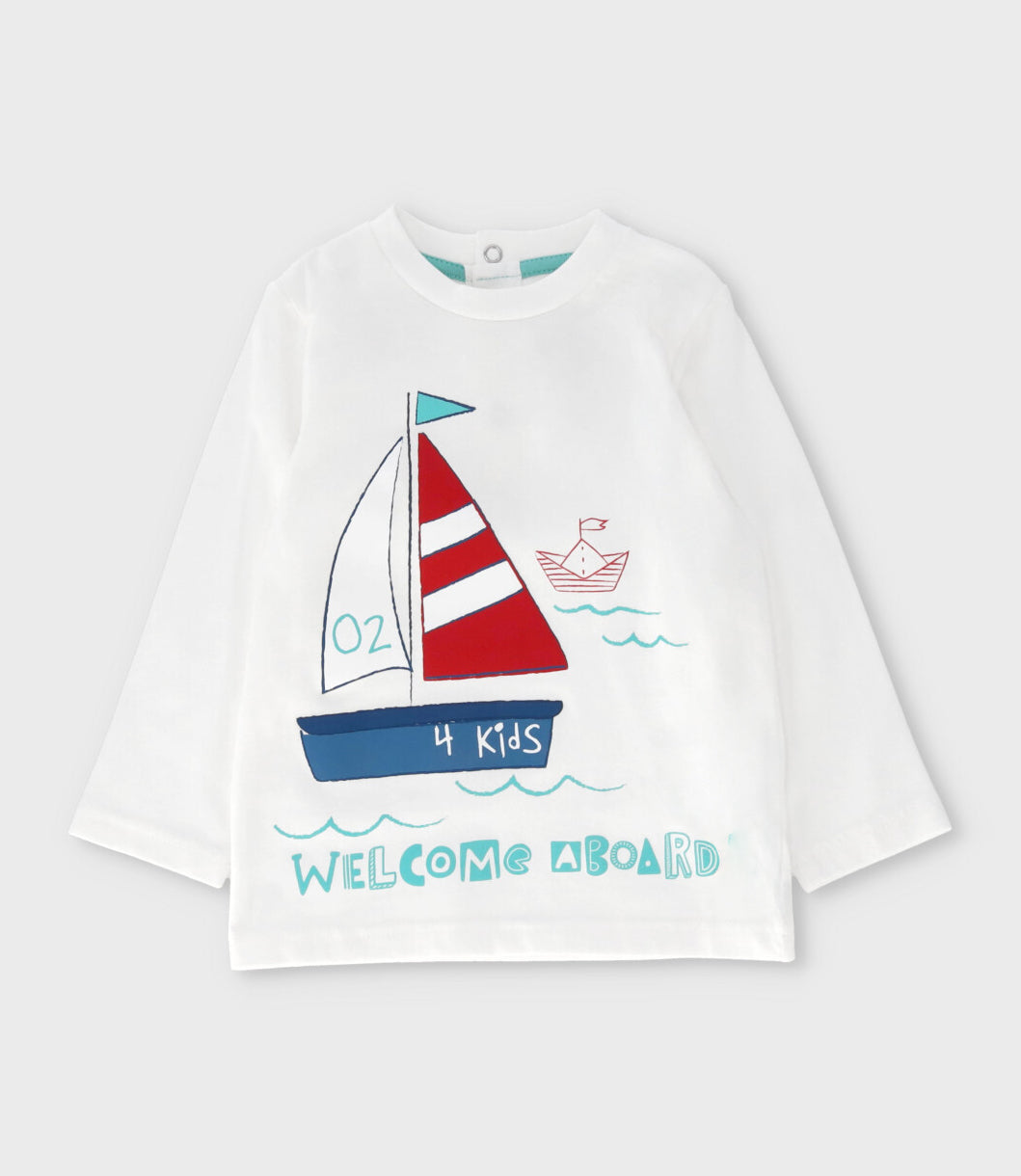 Polera bebé niño marino 6 meses / Blanco