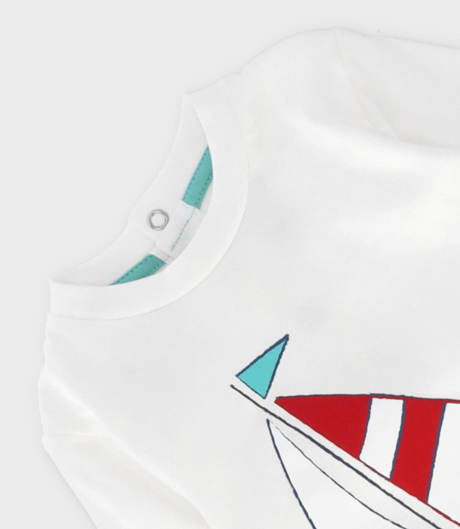 Polera bebé niño marino 6 meses / Blanco