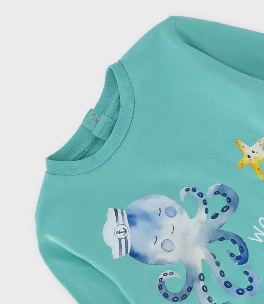 Polera bebé niño marino 6 meses / Menta