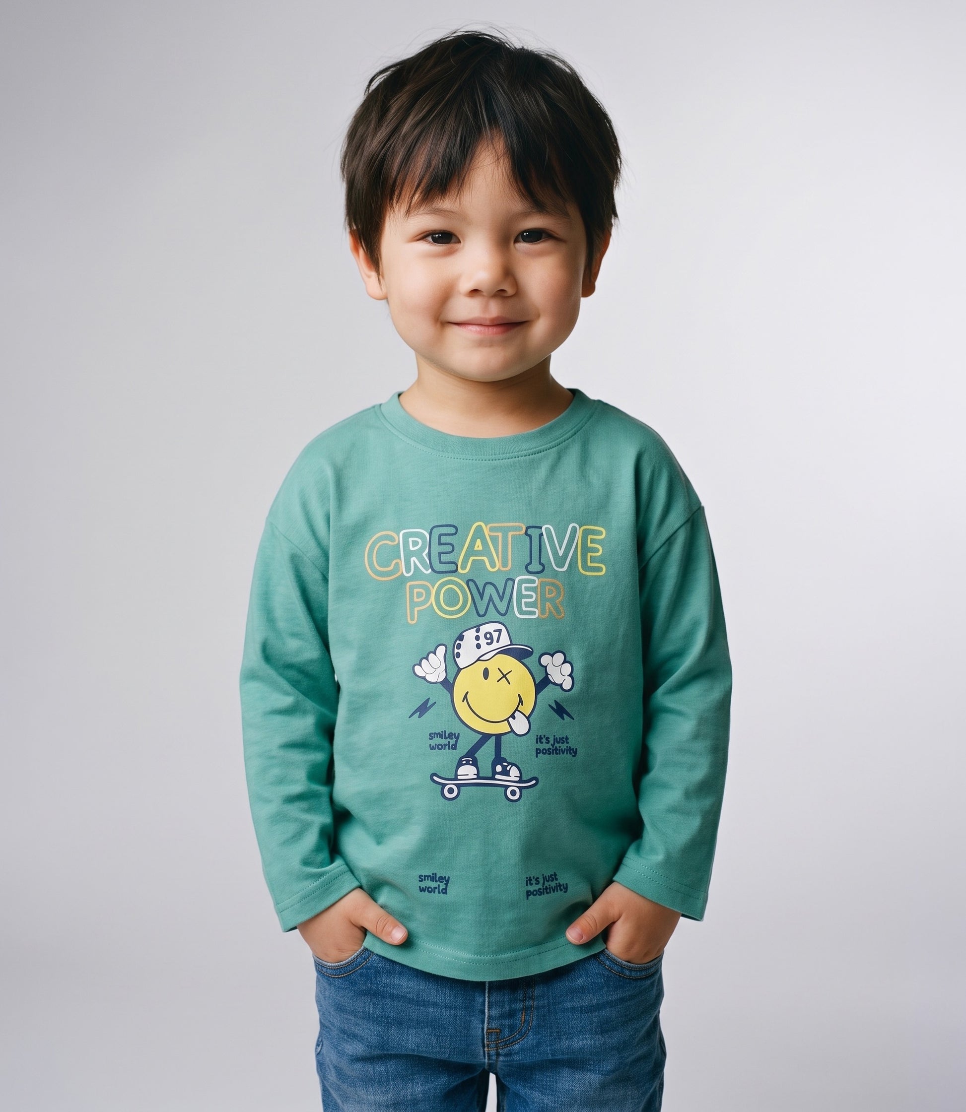 Polera bebé niño creative power 6 meses / Menta