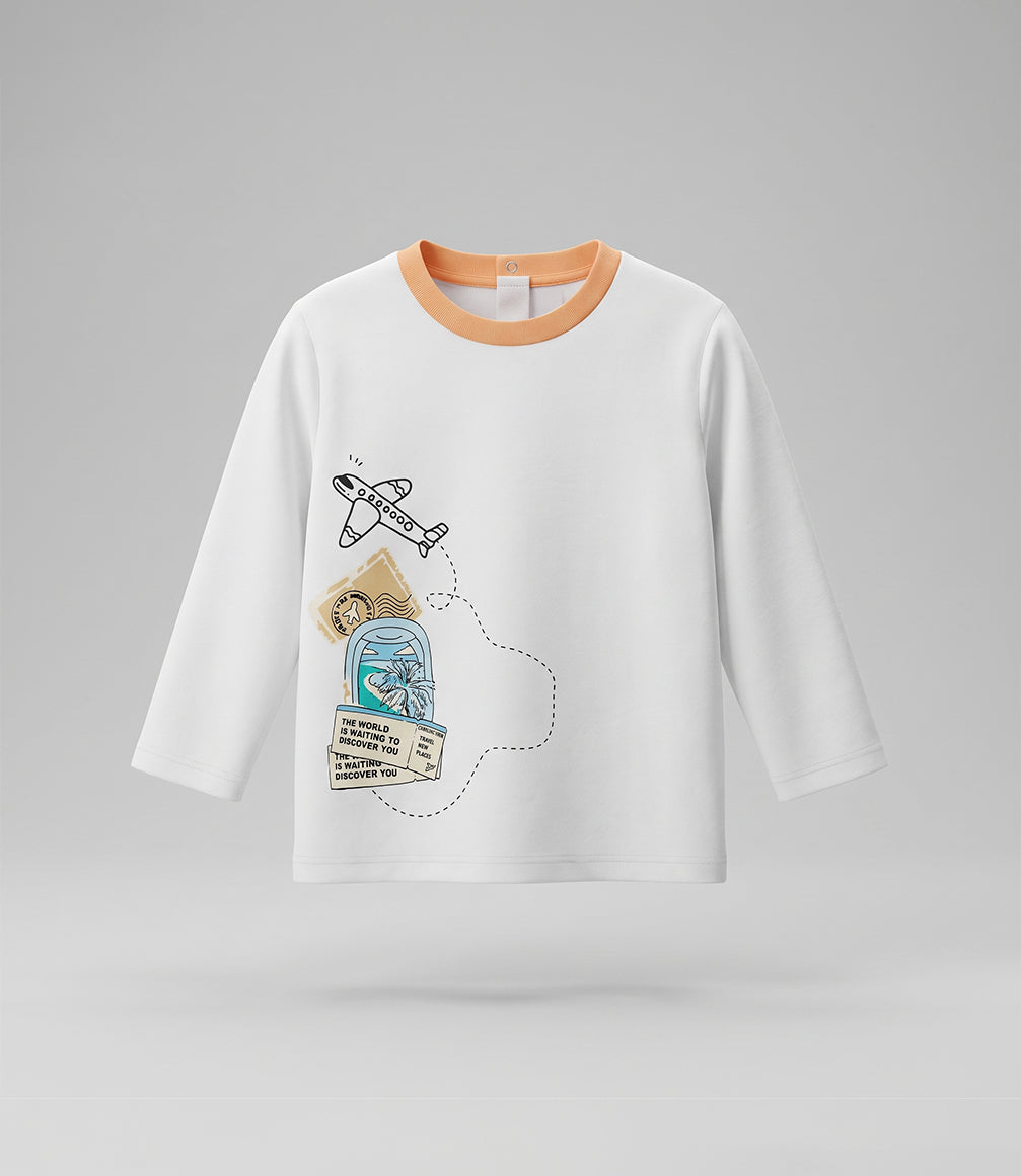 Polera bebé niño travel 6 meses / Crudo