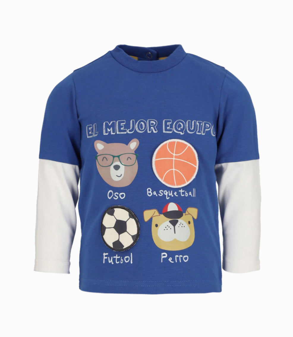 Polera bebé niño con mangas 3 meses / Azul