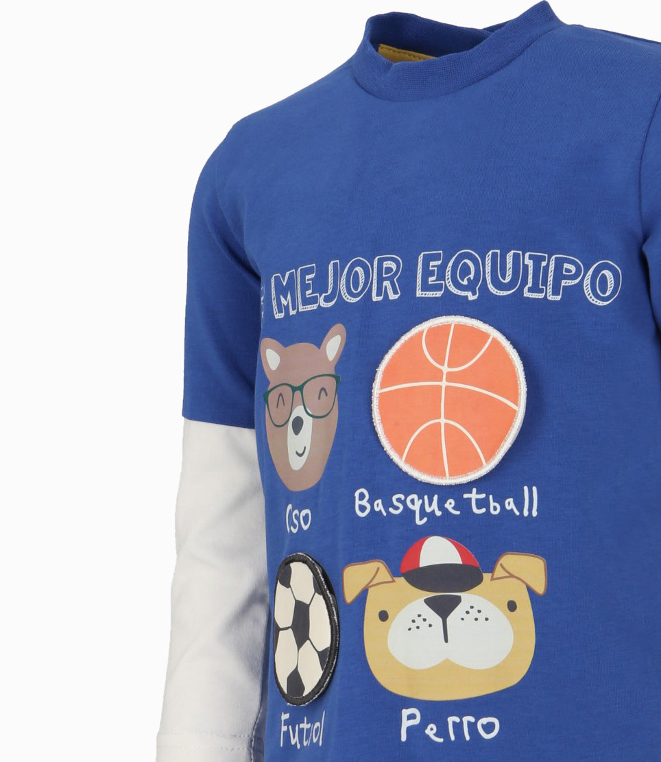Polera bebé niño con mangas 3 meses / Azul