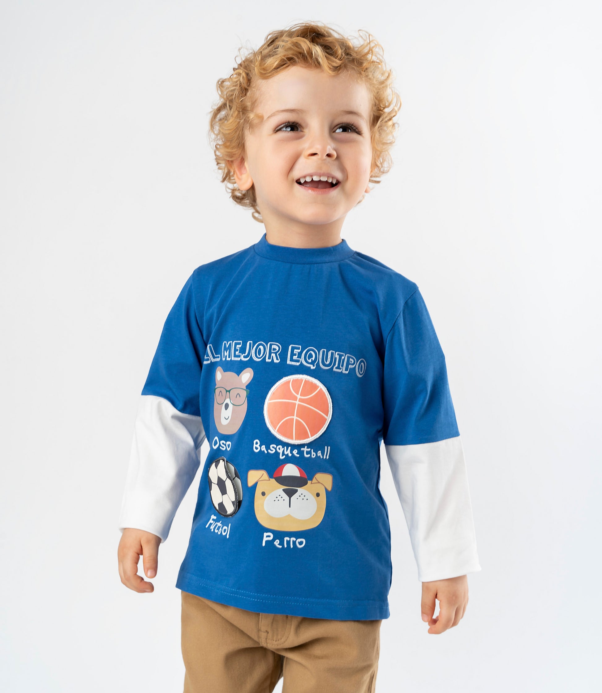Polera bebé niño con mangas 3 meses / Azul