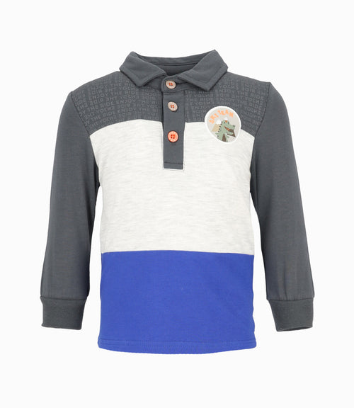 Polera bebé niño con cuello 6 meses / Azul