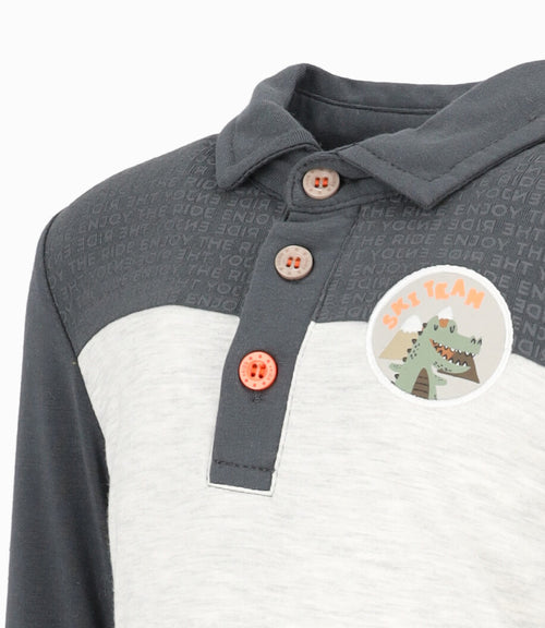 Polera bebé niño con cuello 6 meses / Azul