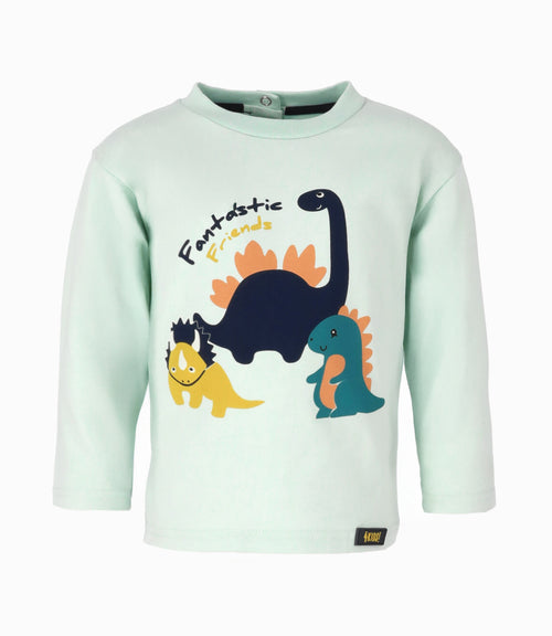 Polera bebé niño con dinosaurios 6 meses / Menta