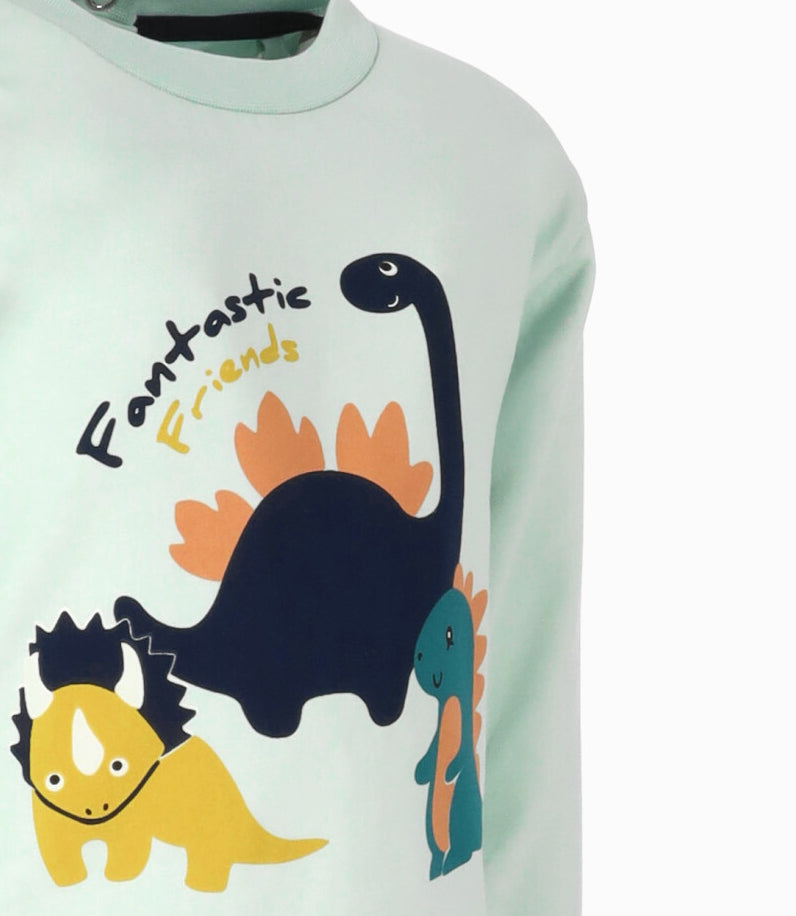 Polera bebé niño con dinosaurios 6 meses / Menta
