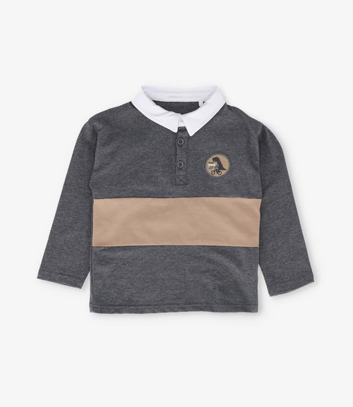 Polera bebé niño con cuello 6 meses / Gris