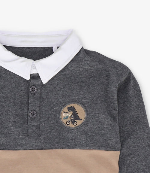 Polera bebé niño con cuello 6 meses / Gris