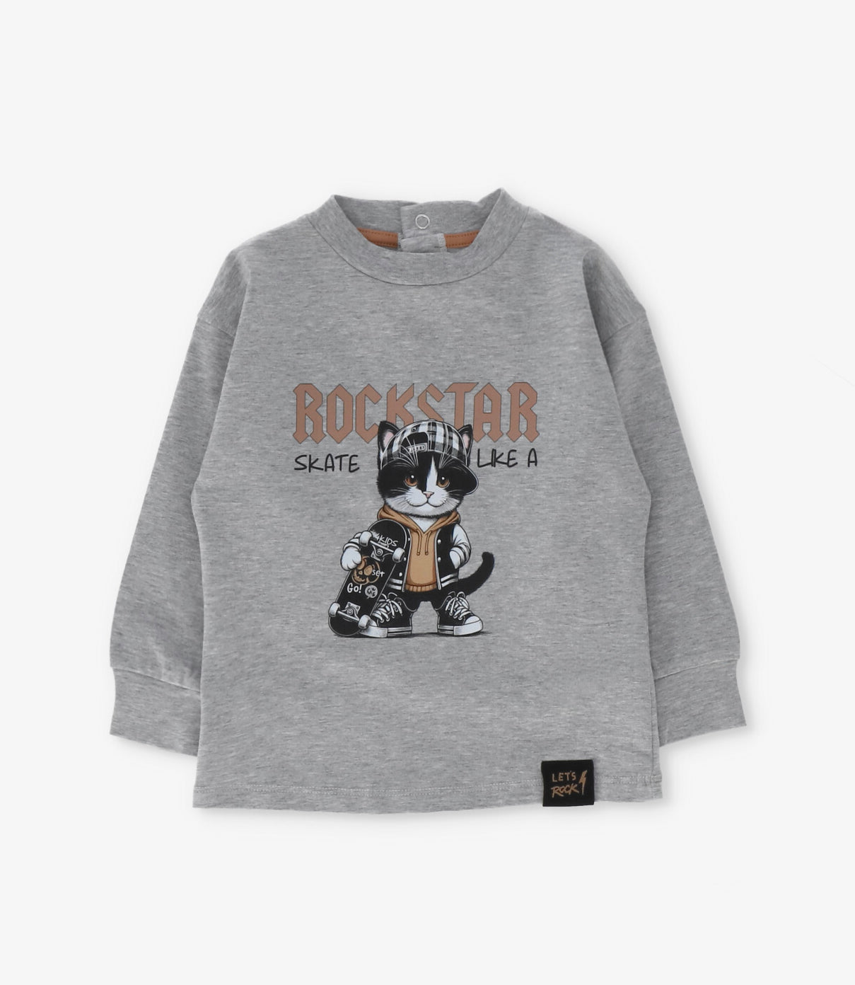 Polera bebé niño rockstar 6 meses / Gris