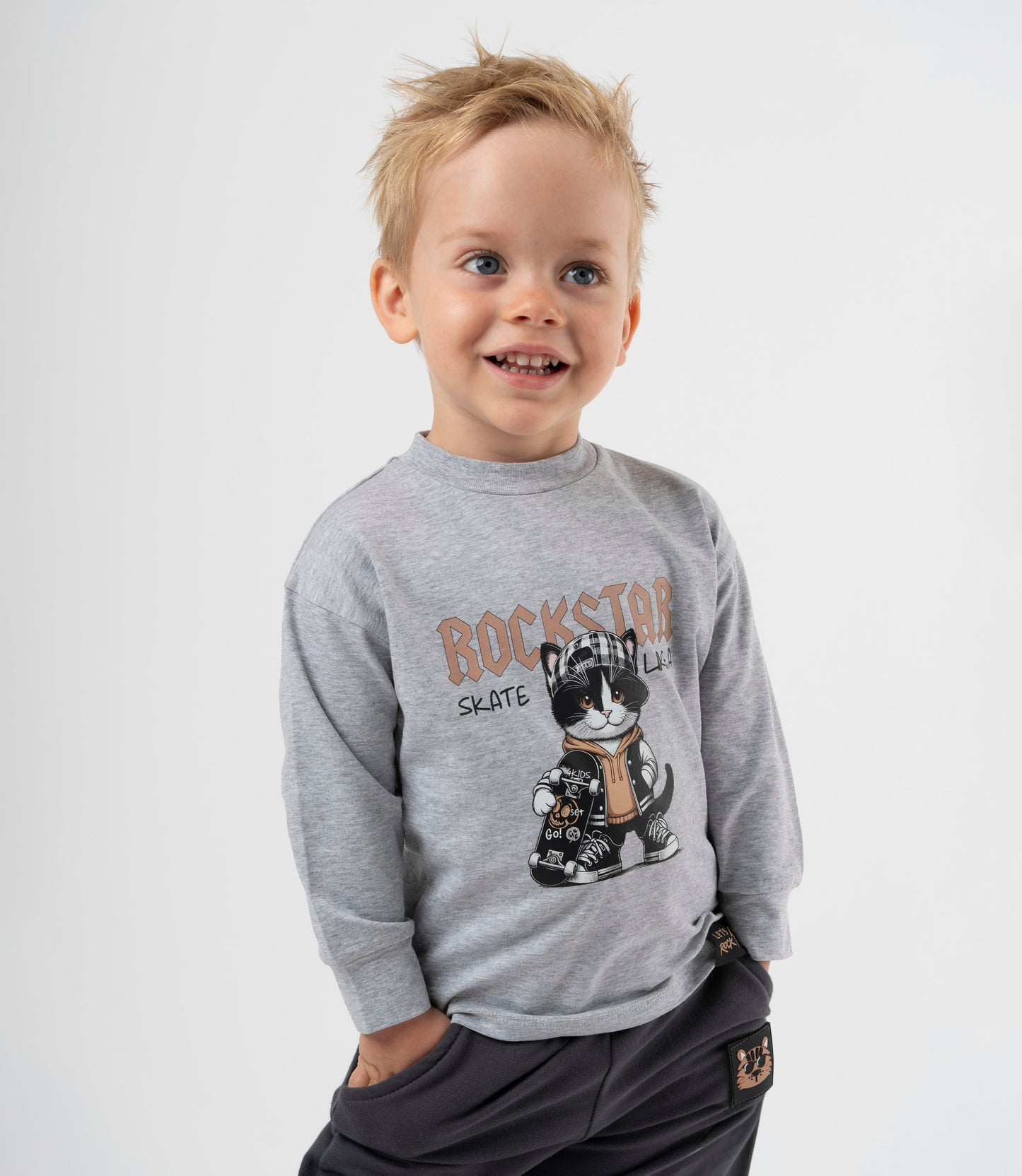 Polera bebé niño rockstar 6 meses / Gris