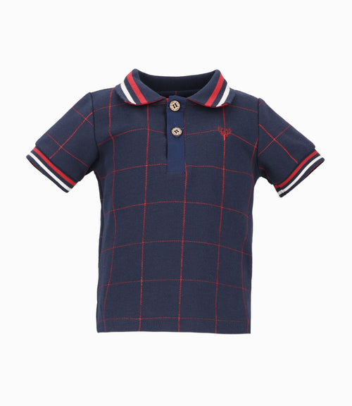 Polera Niño Con Cuello Azul Marino