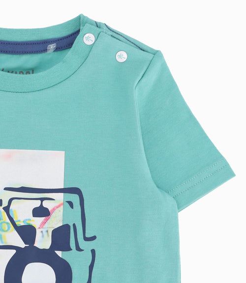 Polera Bebé Niño Con Estampado Turquesa 3 meses / Turquesa