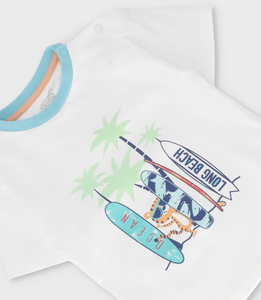 [NO PUBLICAR-GUARDADO] Polera bebé niño con palmera 3 meses / Blanco
