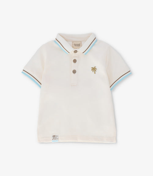 Polera bebé niño con cuello 6 meses / Beige