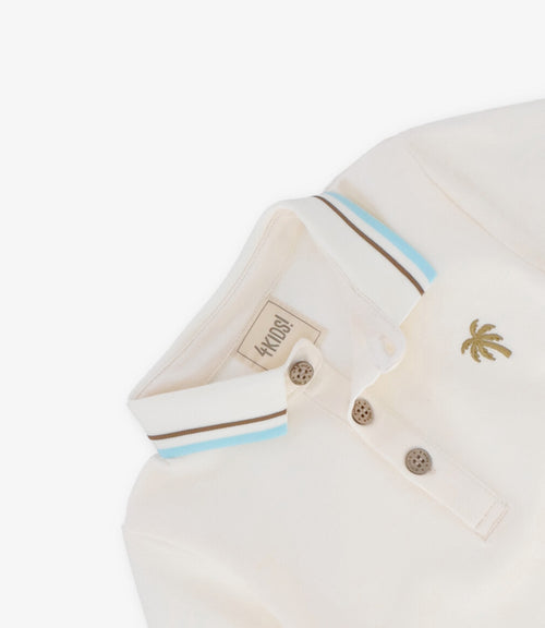 Polera bebé niño con cuello 6 meses / Beige