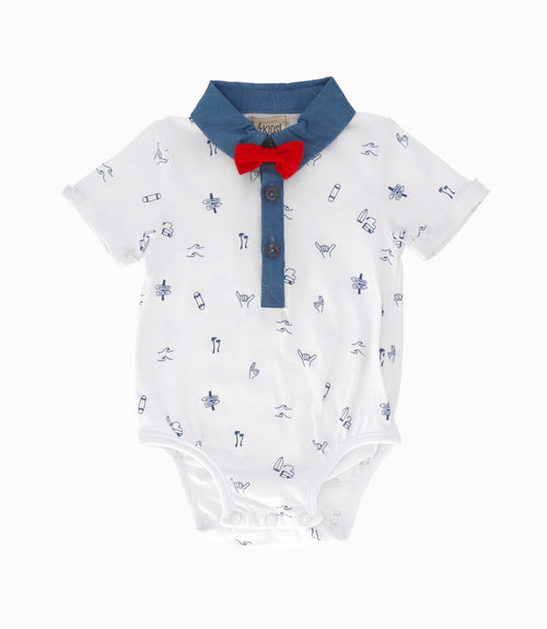 Body bebé niño con estampado 6 meses / Blanco