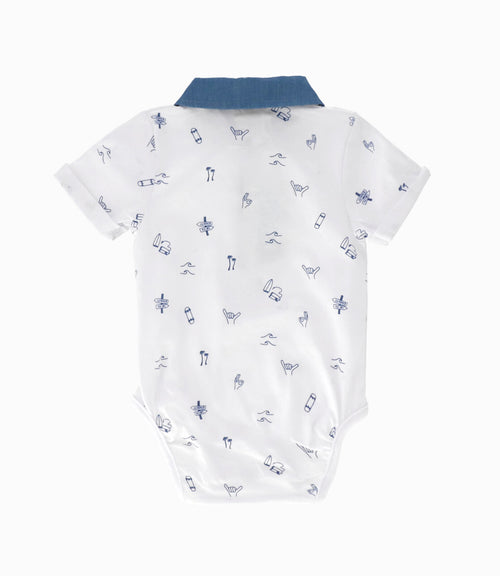 Body bebé niño con estampado 6 meses / Blanco