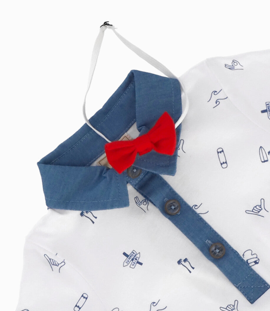 Body bebé niño con estampado 6 meses / Blanco