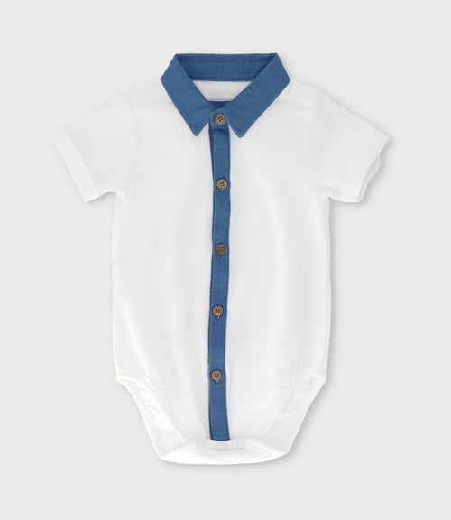 Body bebé niño con cuello 6 meses / Blanco