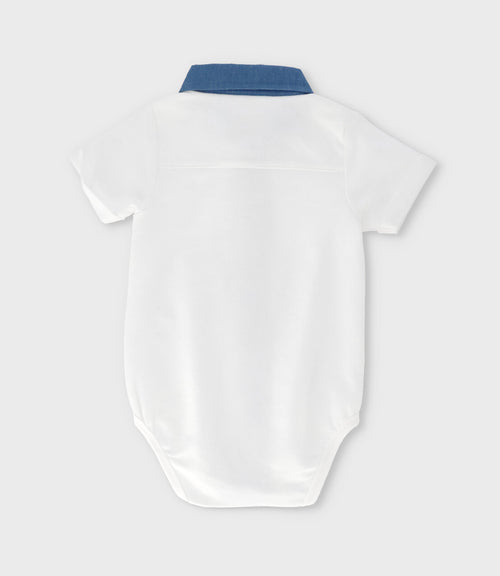 Body bebé niño con cuello 6 meses / Blanco