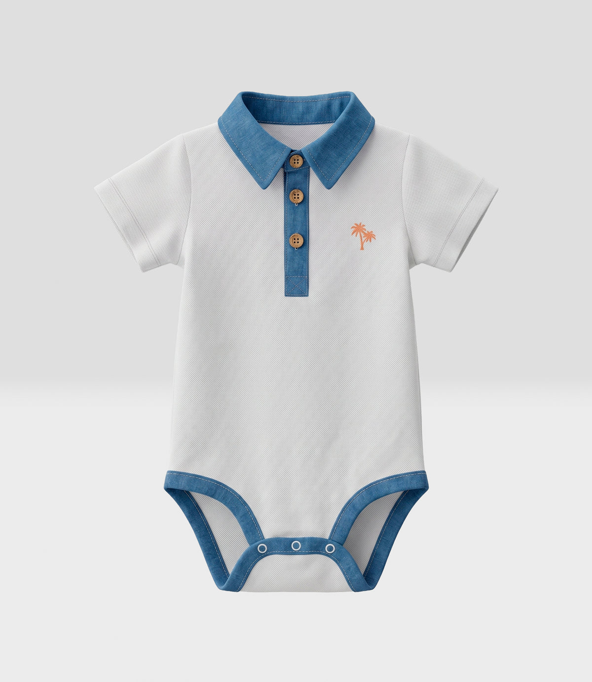 Body bebé niño con cuello 6 meses / Blanco