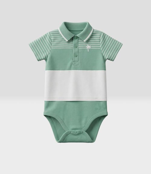 Body bebé niño con polera 6 meses / Menta