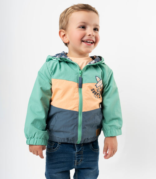 Chaqueta bebé niño tricolor autoguardado 6 meses / Menta