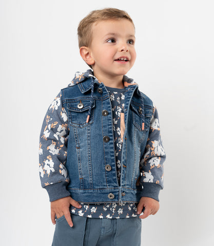 Chaqueta bebé niño con mangas floreadas