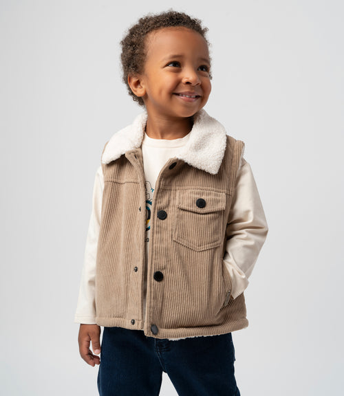 Chaqueta bebé niño sin mangas 6 meses / Beige