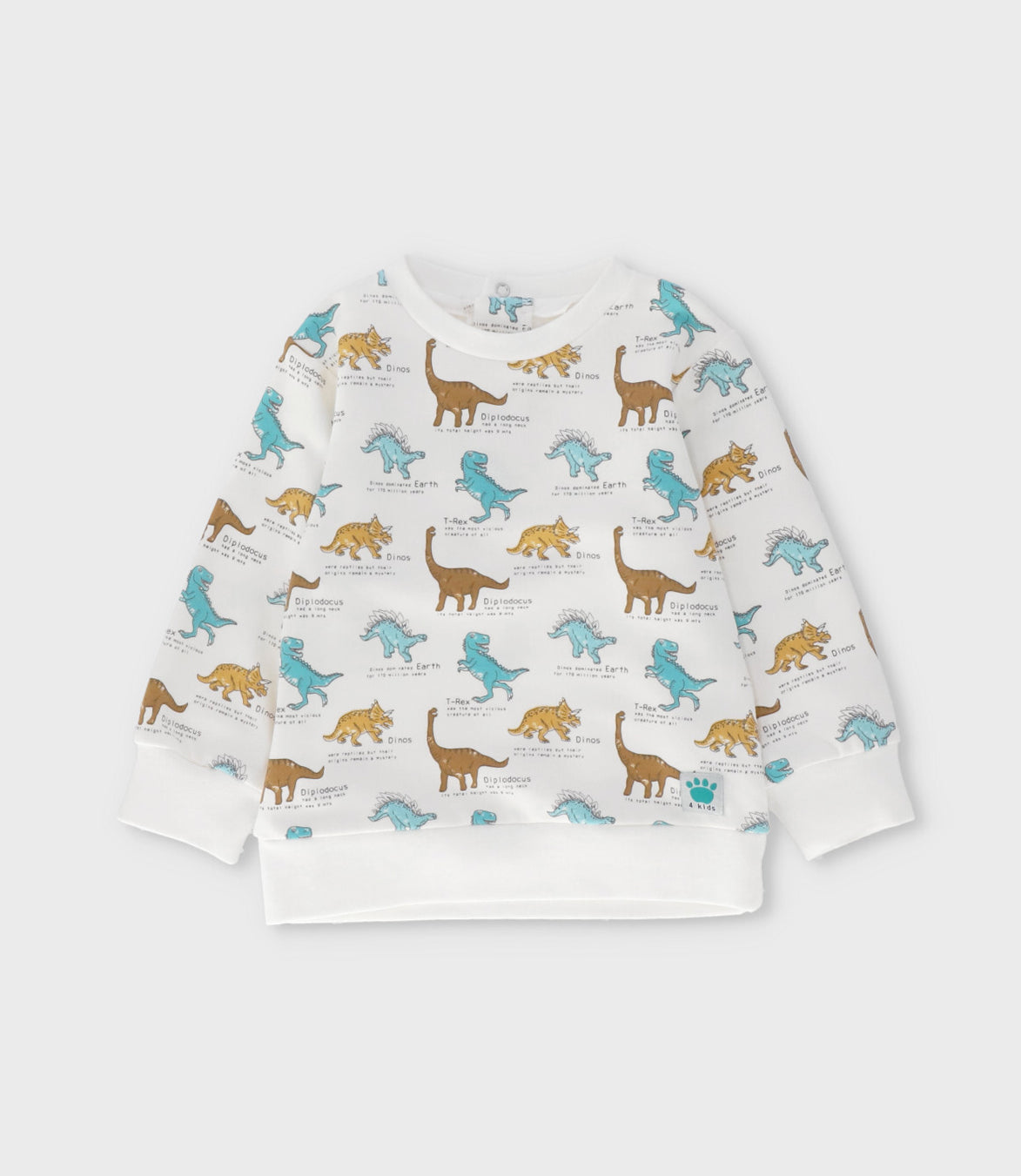 Polerón bebé niño con dinosaurios 3 meses / Blanco