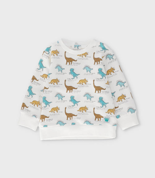 Polerón bebé niño con dinosaurios 3 meses / Blanco