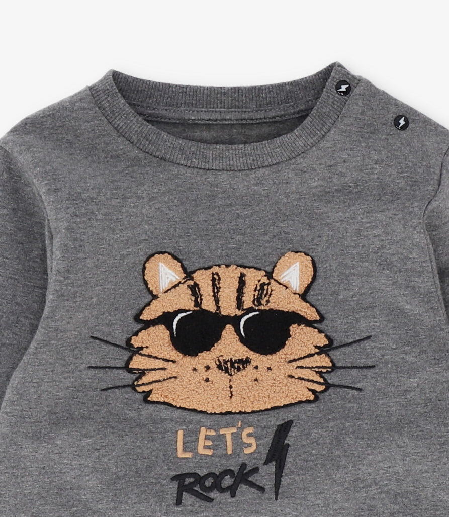 Polerón bebé niño lets rock 6 meses / Gris