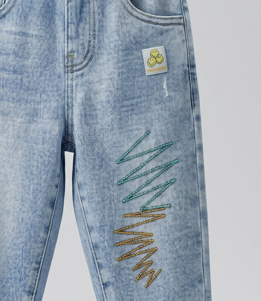 Jeans bebé niño con estampado 6 meses / Celeste