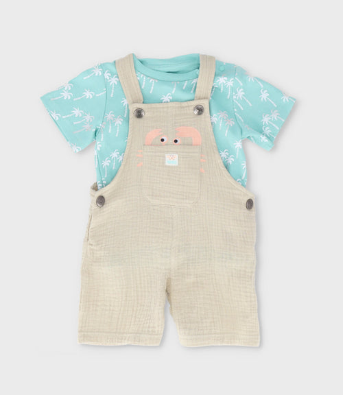 Jardinera bebé niño con polera 6 meses / Beige