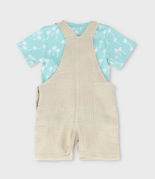 Jardinera bebé niño con polera 6 meses / Beige